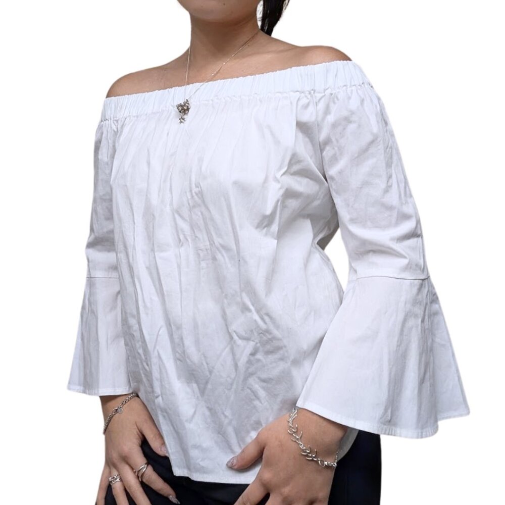 Lorde & Taylor Coquette white off the shoulder Blouse With  Bell Sleeves XS